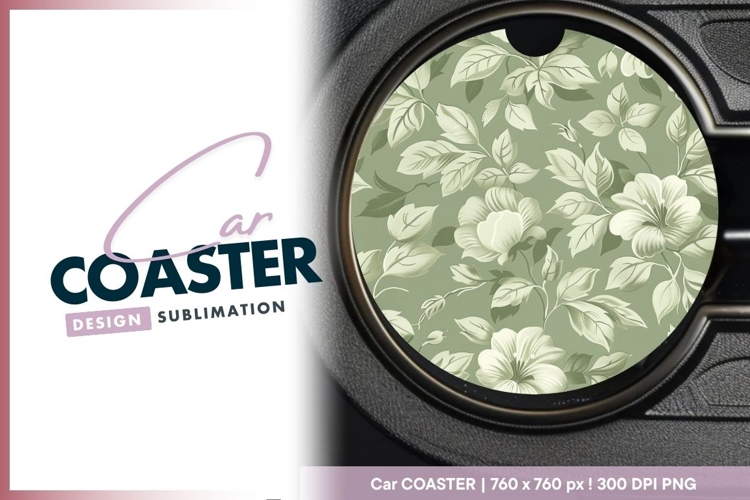 Floral Design with White Flowers and Round Car Coaster Png