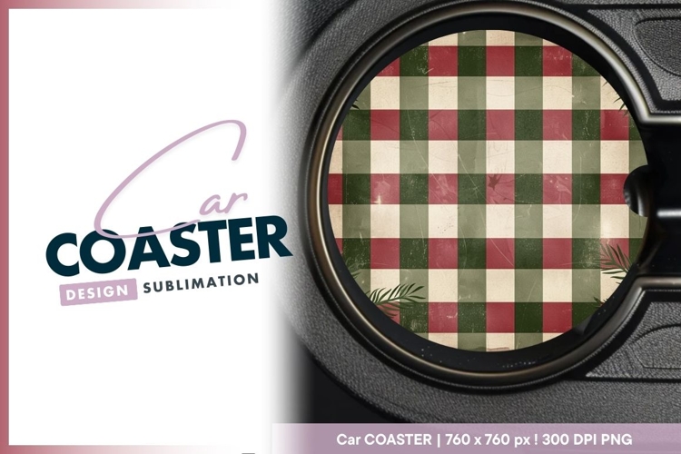 Red plaid Round car coaster png