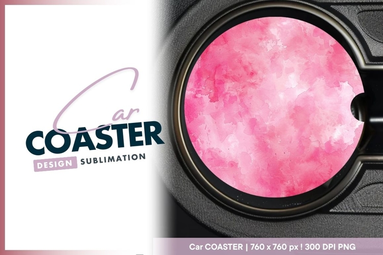 Abstract pink watercolor texture round car coaster