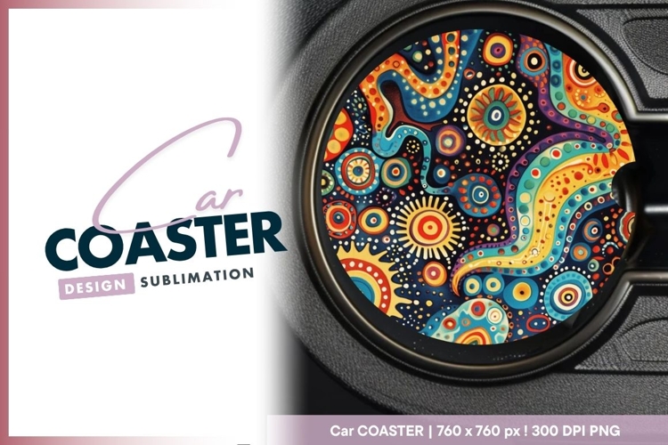 Colorful abstract round artistic round car coaster