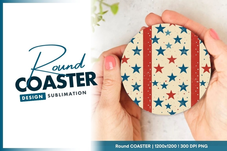 Patriotic Stars And Stripes Round Coaster Design
