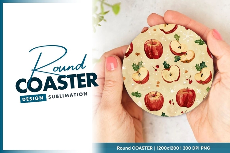 Winter Apples And Holly Round Coaster