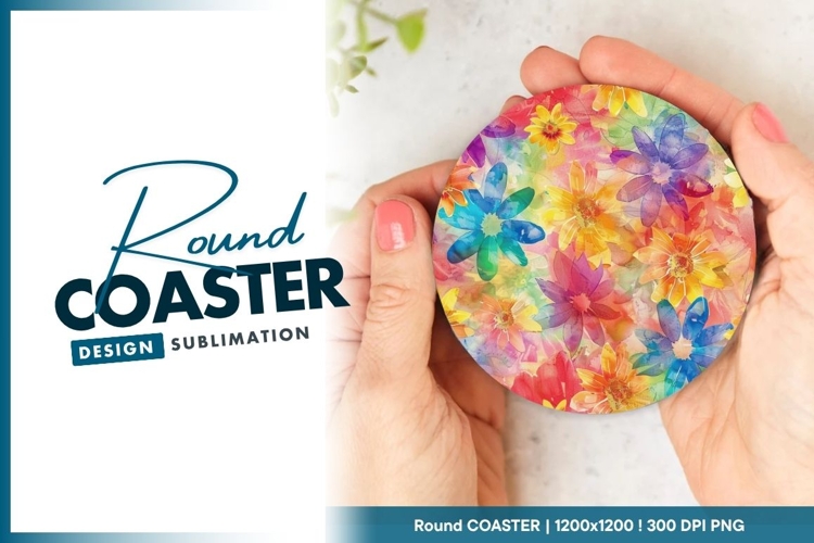 Watercolor Floral Pattern In A Round Coaster