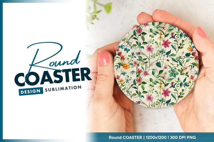 Floral Vines And Blooms Round Coaster Design