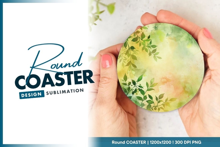 Watercolor Leaves Round Coaster