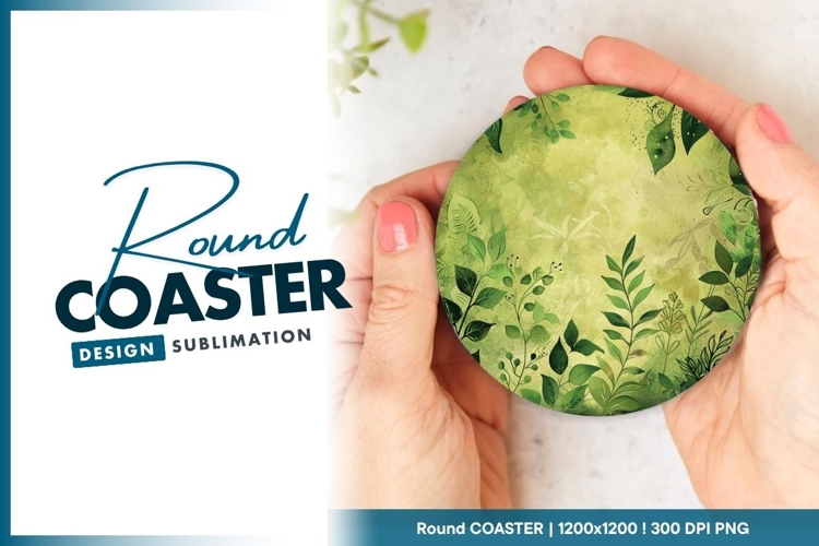 Green Foliage Round Coaster Background Design