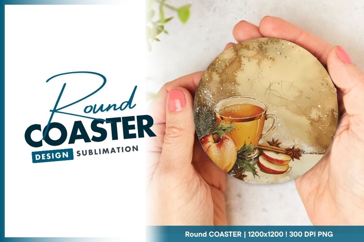 Apple Cider Watercolor Round Coaster