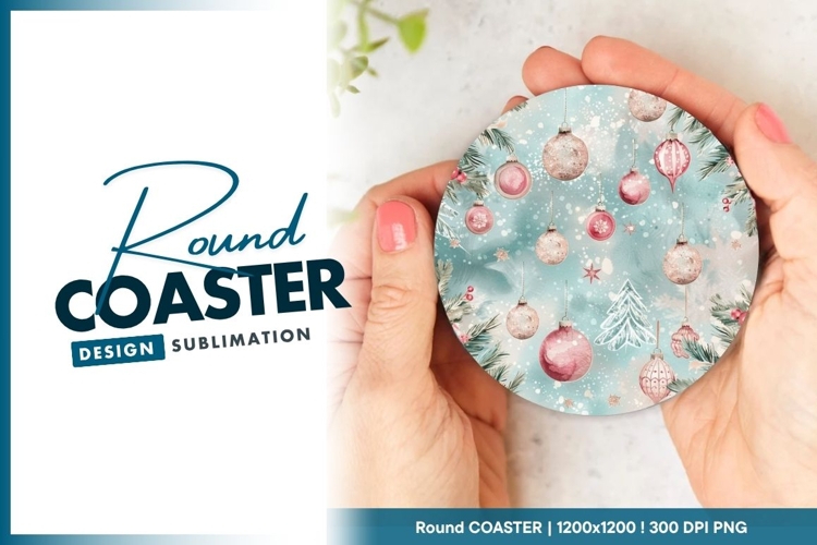 Christmas Ornaments On Round Coaster