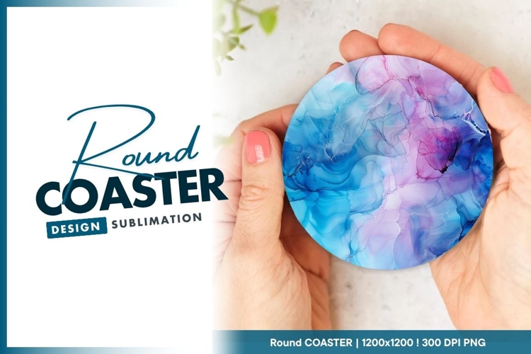 Abstract Alcohol Ink Art Round Coaster Design