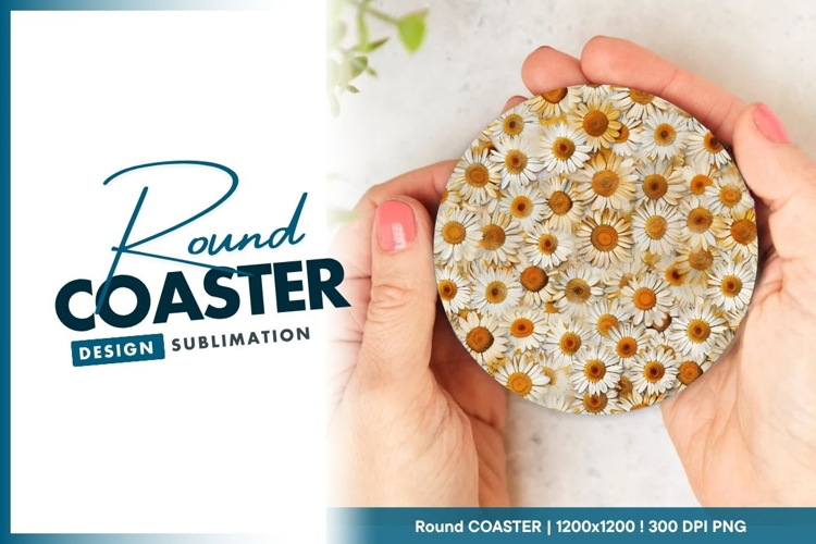 Daisy Flower Pattern Round Coaster Design