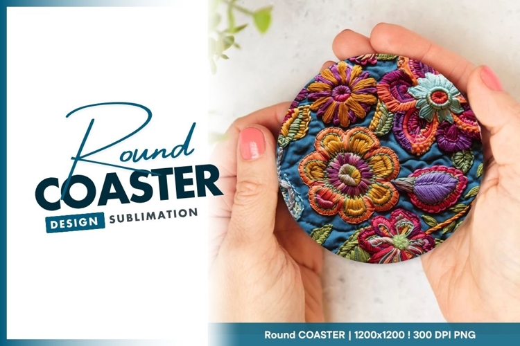 Colorful Nebula Galaxy Design on Round Coaster Png