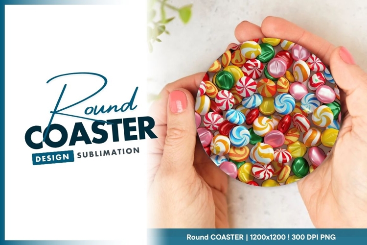Assortment of Colorful Swirl Hard Candies in a Round Coaster