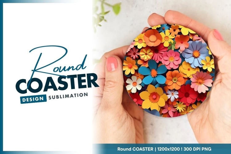 Colorful Paper Flowers Arrangement Inside a Round Coaster