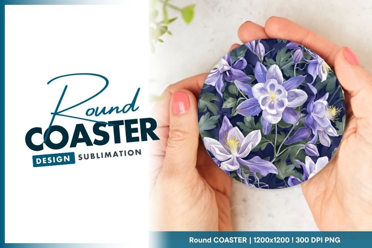 Watercolor Illustration of Purple and Round Coaster Png