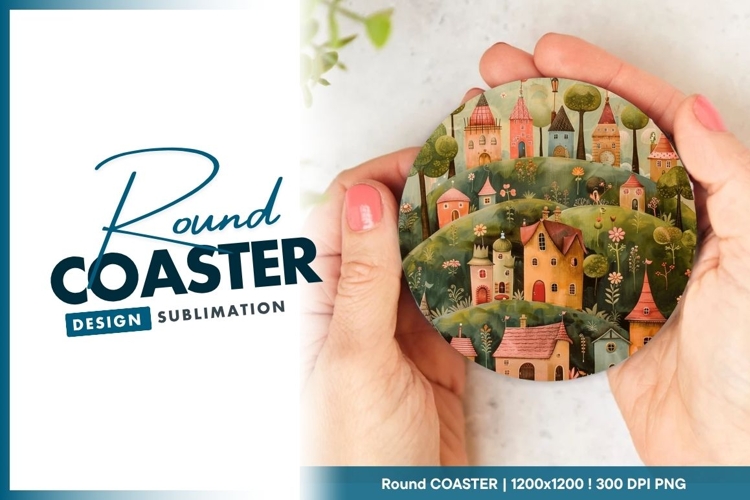Hands Holding Round Coaster with Whimsical Round Coaster Png