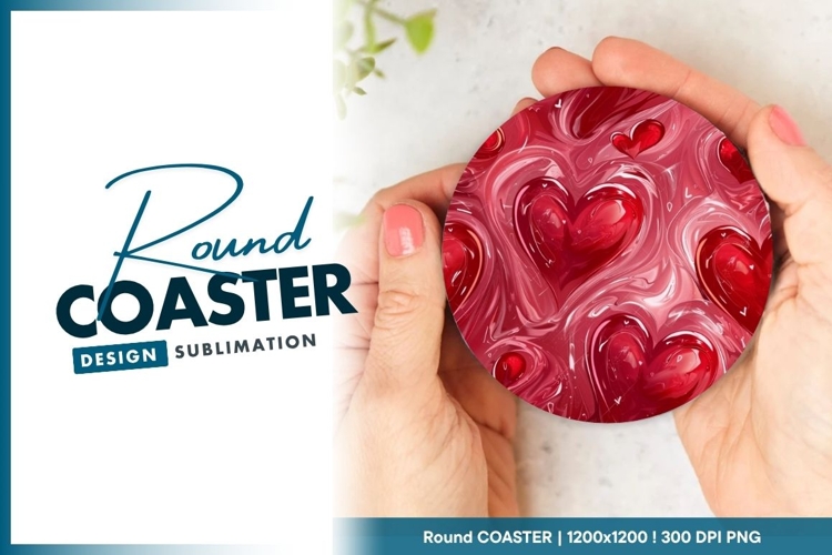 Hands Holding Red Heart Design Round Coaster Png
