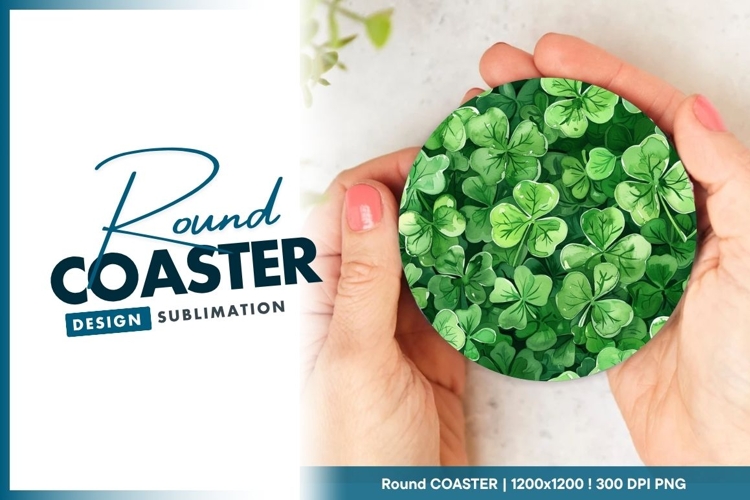 Hand Holding Shamrock Round Coaster Design Sublimation Png