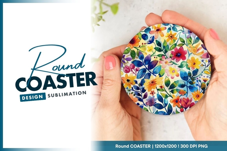 Floral Round Coaster Design Sublimation
