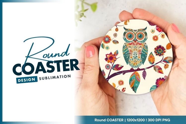 Owl Design Round Coaster