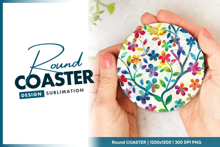 Colorful Floral Round Coaster Design