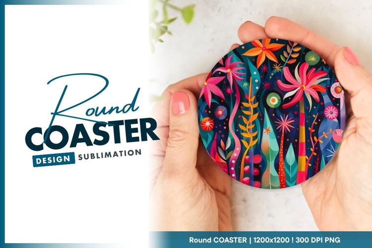 Owl Illustration Held in Hands Round Coaster Design