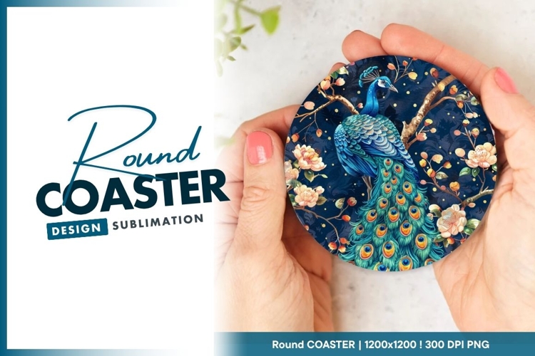 Owl Illustration Held in Hands on Round Coaster Png