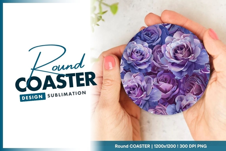 Pink Floral Table Round Coaster Design Sublimation