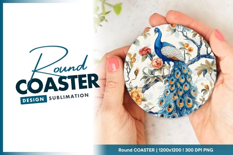 Mushroom House Illustration Held Round Coaster Design