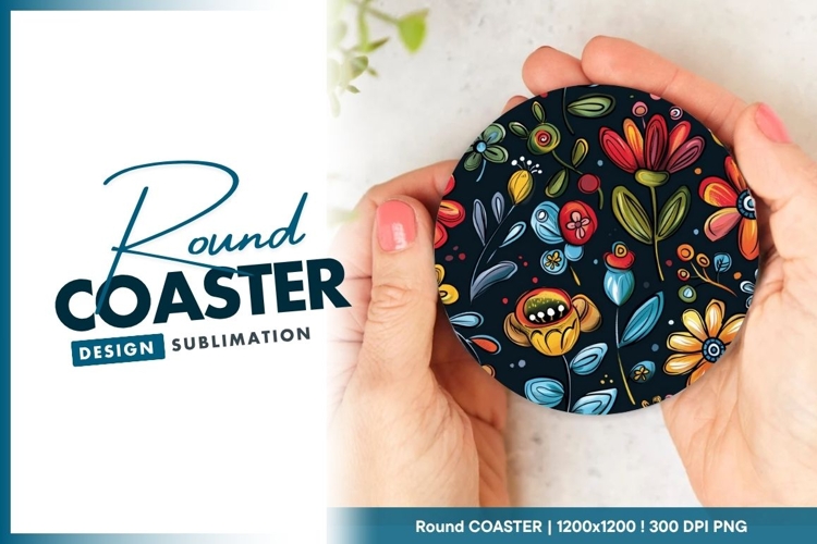 Watercolor House Illustration on Round Coaster