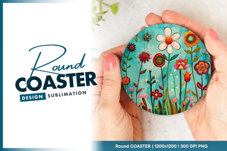 Watercolor Mushrooms and Ferns Held in Round Coaster