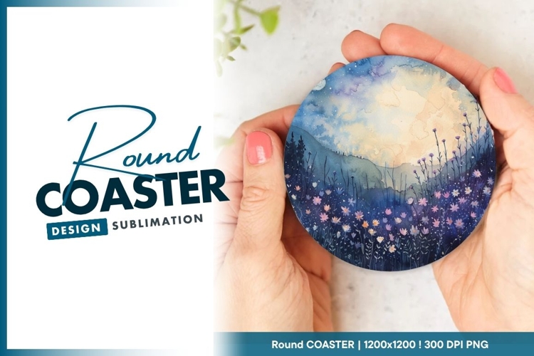 Watercolor Round Coaster Design
