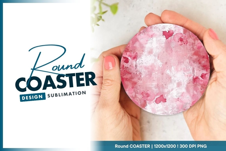 Pink watercolor circle texture round coaster png