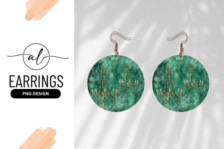 Emerald Chandelier Illustration With Round Earring Png