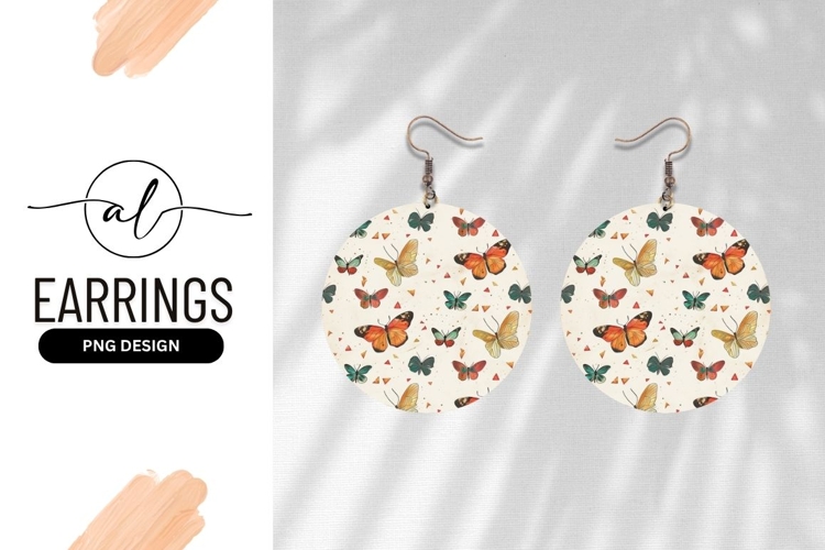 Butterfly Round Earring Png Pattern Design