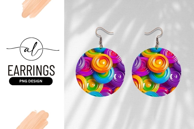 Vibrant Colorful Circular Candy Round Earring Png