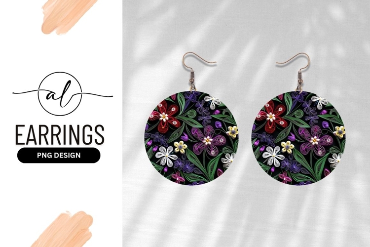 Quilled Colorful Flowers Pattern On Dark Background
