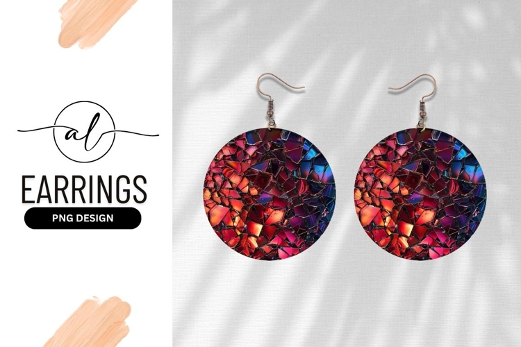 Abstract Shards Of Glass Round Earring Png
