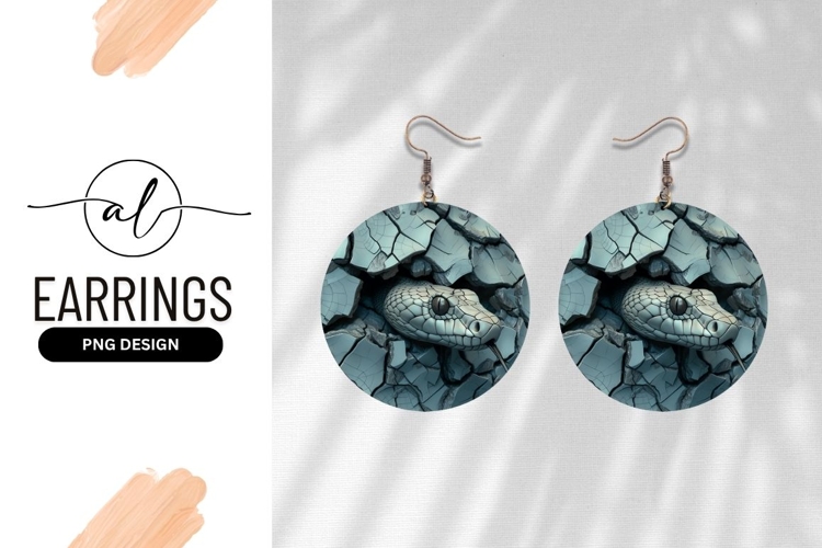 Snake Emerging From Cracks Round Earring Png