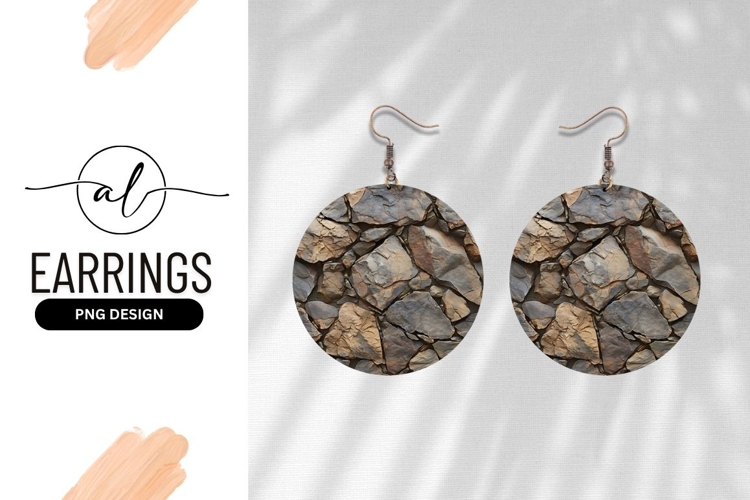 Stone Wall Pattern Circular Background Texture Round Earring