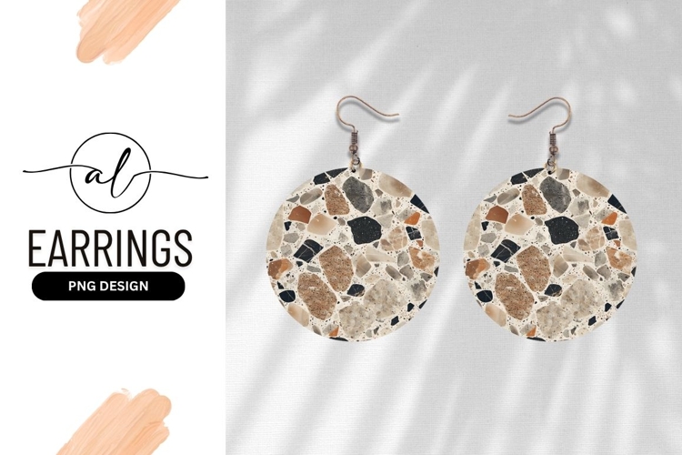 Terrazzo Stone Round Earring Png Texture