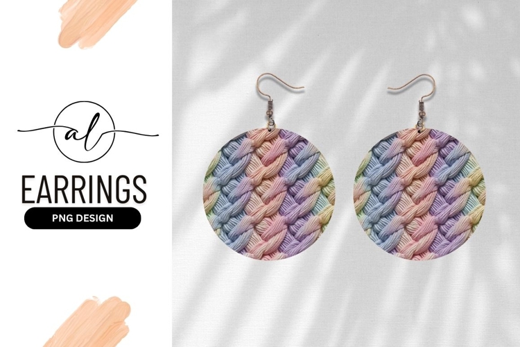 Colorful Braided Weave Round Earring Png Texture