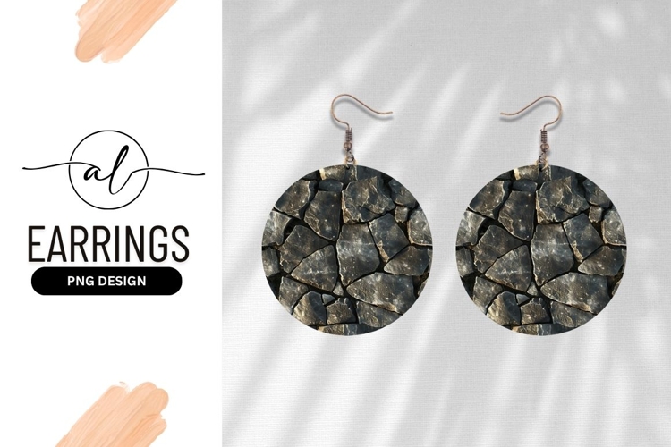 Stone Texture Round Earring Png Design