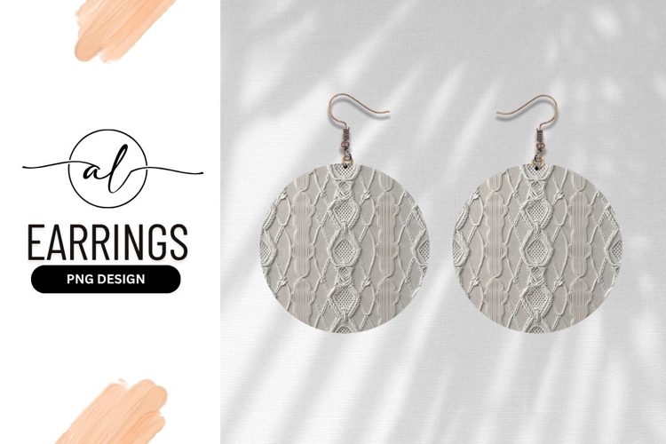 Seamless Knit Pattern Background Round Earring Png