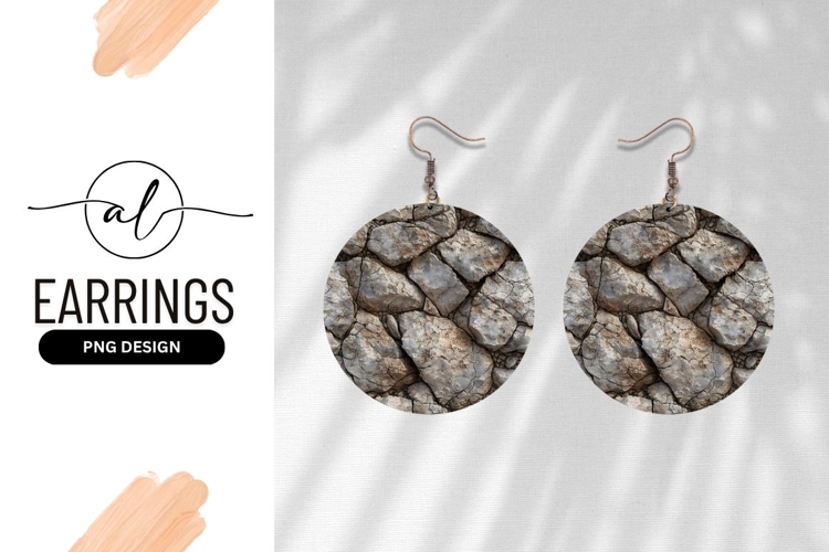 Gray Stones Circle Round Earring Png