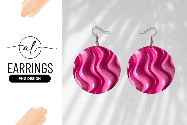 Pink Wavy Abstract Background Round Earring Png