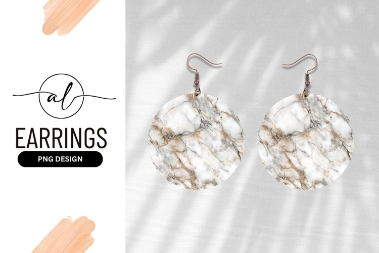 Marble Stone Texture Round Earring Png Design