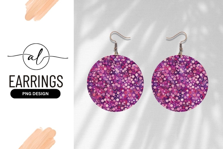 Round earring png design with colorful dots