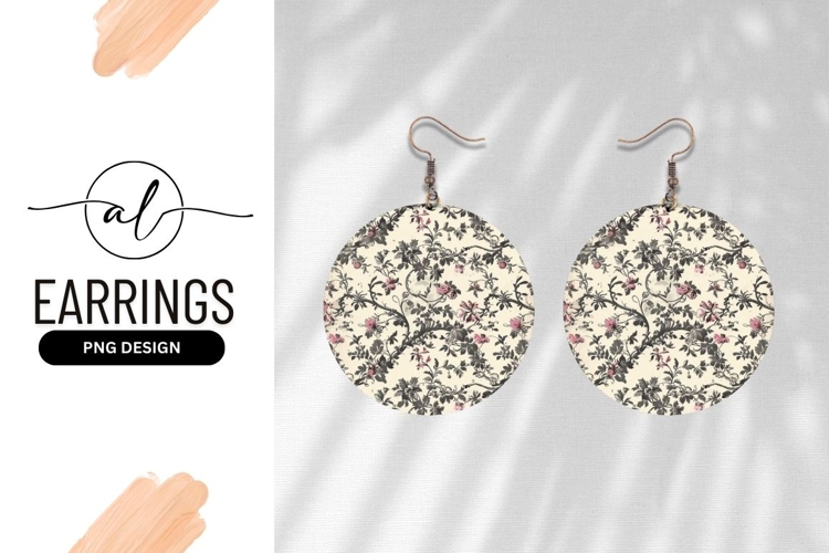 Round floral pattern earring design png