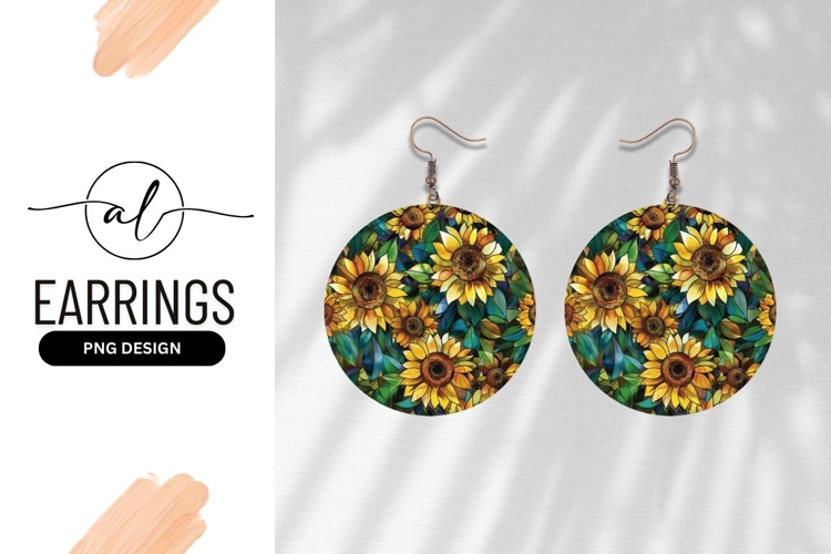 Vibrant sunflower round earring design