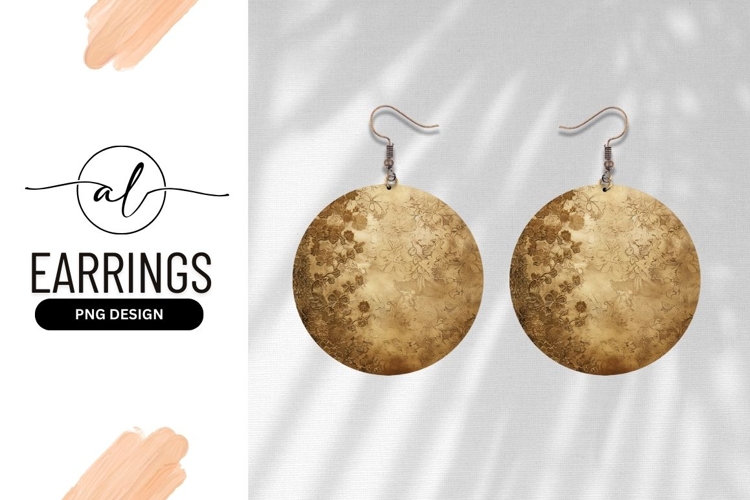 Gold floral round earring design